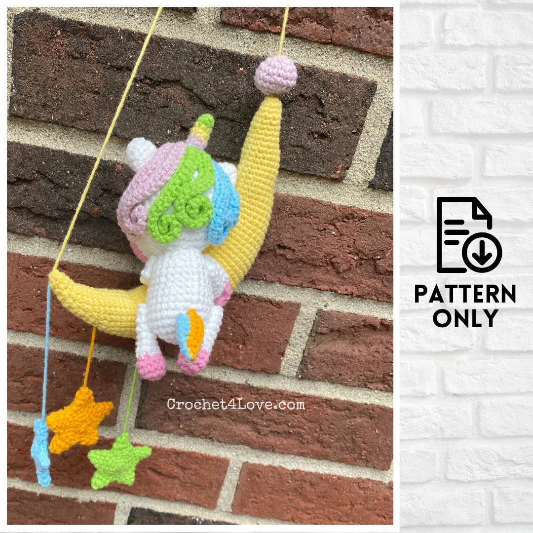 PDF Pattern - Crochet Unicorn vs Moon Baby Mobile - Image 2