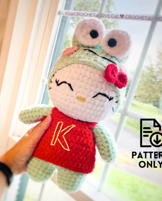 PDF pattern – crochet Frog Cat amigurumi doll toy