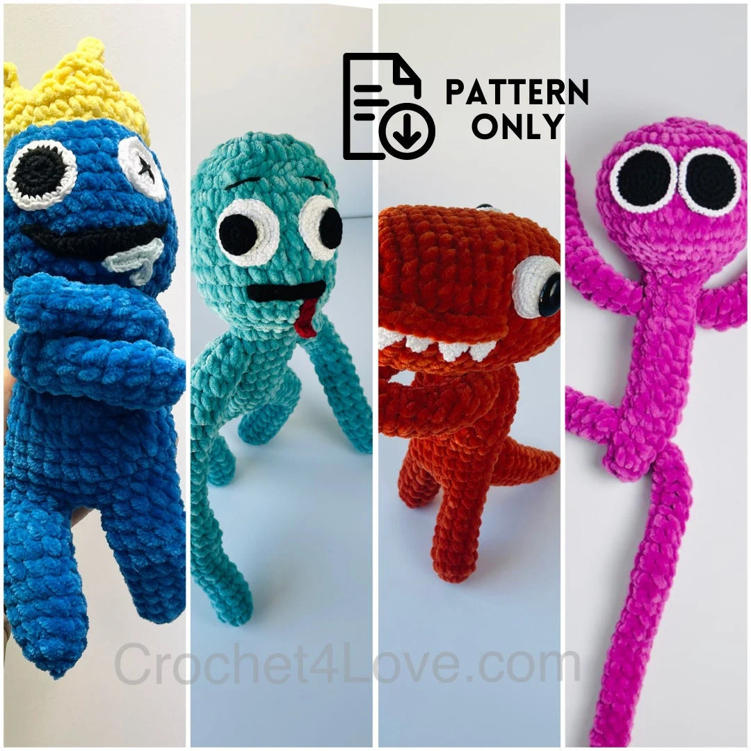 PDF Pattern - Set 4 Roblox Rainbow Friends (Blue, Green, Orange, Purple)