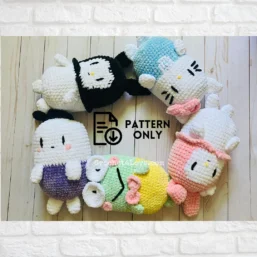 PDF pattern - Crochet pattern bundle set 5 kitten hawaii friends amimallows