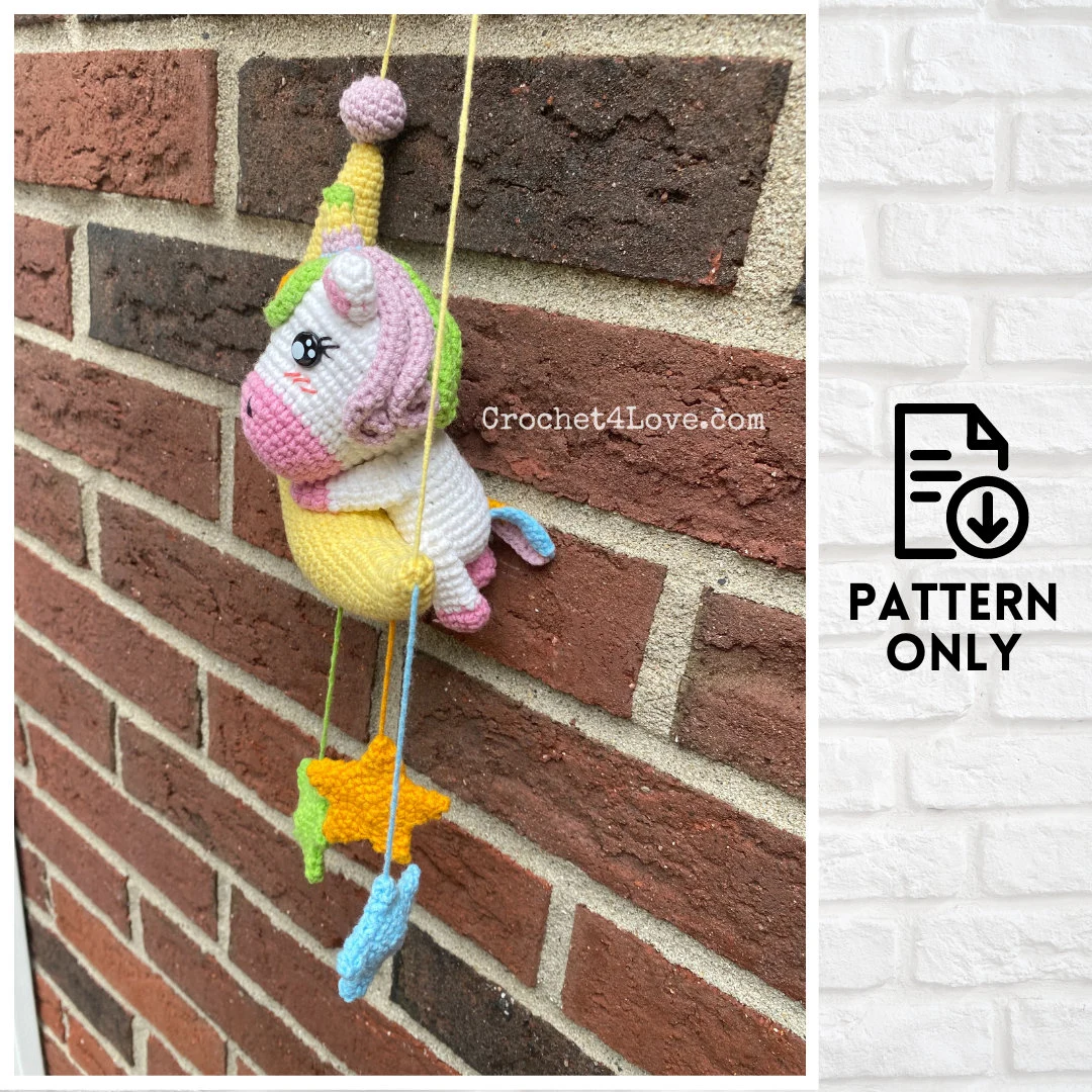 PDF Pattern - Crochet Unicorn vs Moon Baby Mobile - Image 3