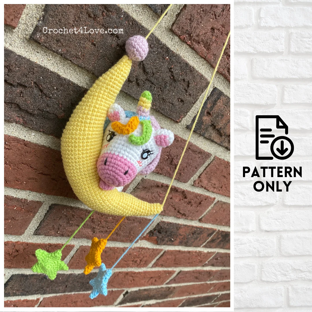PDF Pattern - Crochet Unicorn vs Moon Baby Mobile