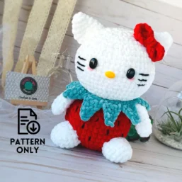 PDF Pattern - Crochet animal stuffed doll - Strawberry Kitten