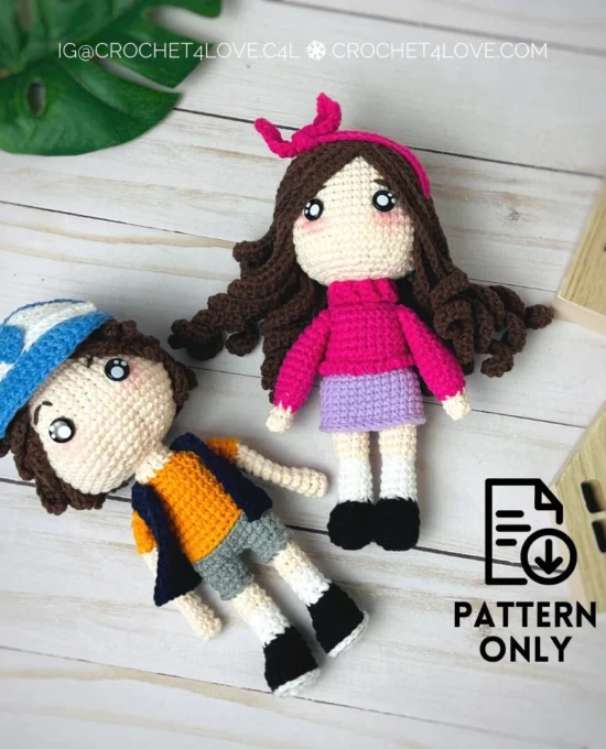 PDF Pattern – Dipper & Mabel Amigurumi dolls