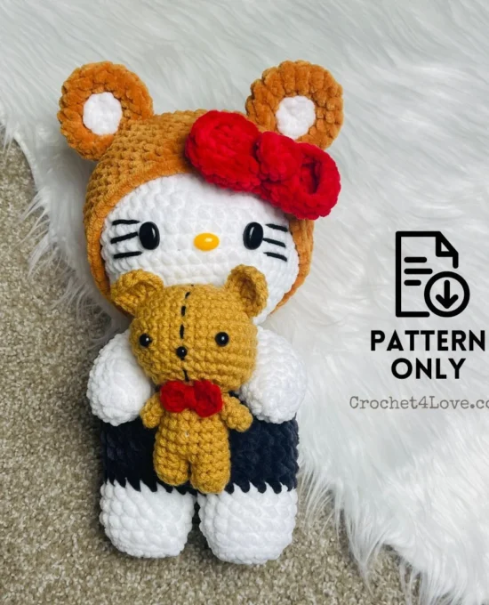 PDF Pattern – Crochet stuffed doll amigurumi – Kitten Teddy Bear