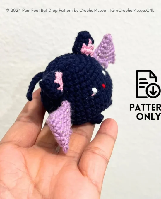 PDF Pattern- Purr-fect Bat Drop | Amigurumi bat, cat, halloween