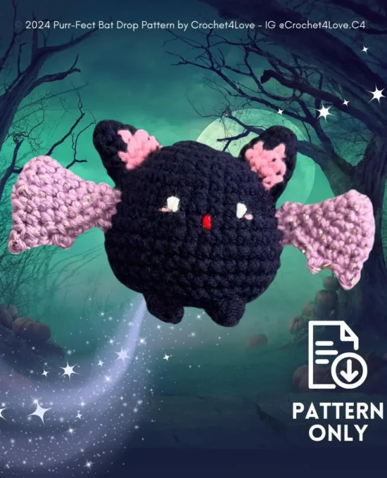 PDF Pattern- Purr-fect Bat Drop | Amigurumi bat, cat, halloween